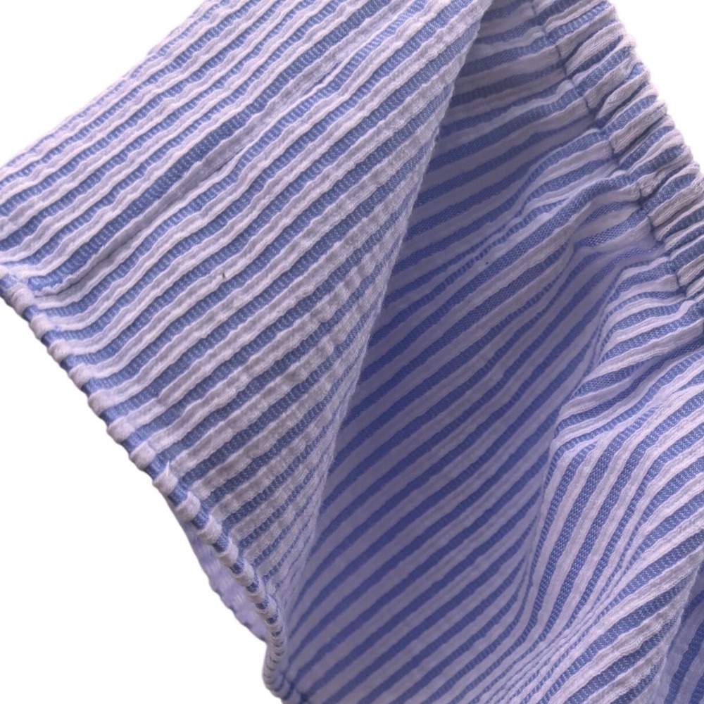 Michael Kors Dress Womens Medium Blue Seersucker Striped Off Shoulder Excellent - Picture 10 of 12